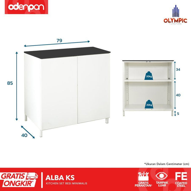 OLYMSTEEL - OKD ALBA Kitchen Set Atas & Bawah / Rak Gantung Dapur