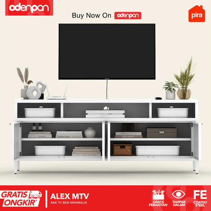PIRA - ALEX MTV Meja / Rak TV Besi Minimalis Dengan Laci 120 / 150 cm