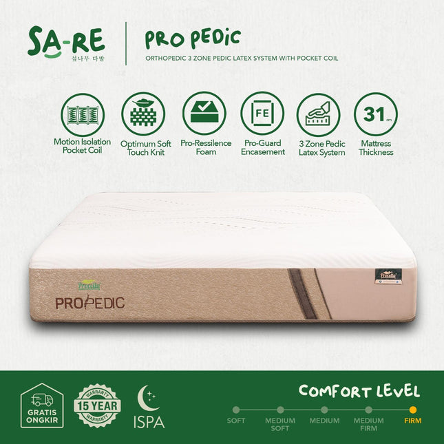 PROCELLA - PRO PEDIC Kasur Orthopedic Pocket Spring Bed With 3 Zone Latex System