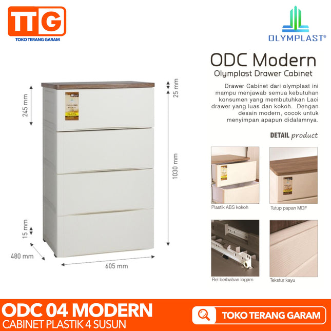 OLYMPLAST - ODC 04 MODERN Drawer Cabinet Plastik Laci 4 Susun