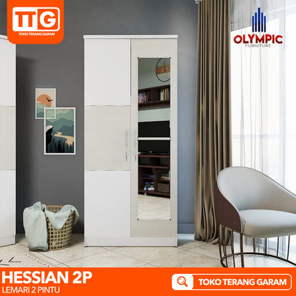 OLYMPIC - HESSIAN 2P Lemari Pakaian / Baju 2 Pintu Dengan Cermin