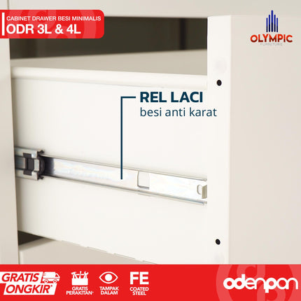 OLYMSTEEL - ODR 001 Drawer Cabinet Besi Dengan 3 & 4 Laci Susun