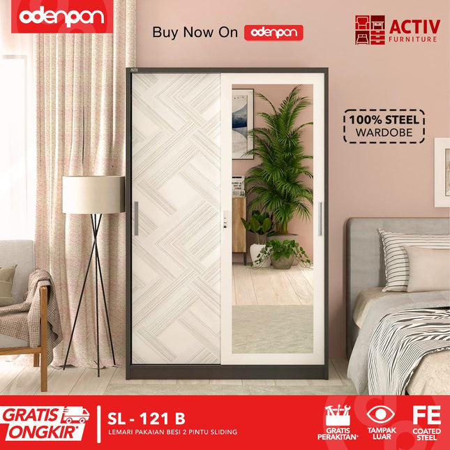 ACTIV FORTE - SL 121 B Lemari Pakaian / Baju 2 Pintu Besi Sliding
