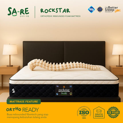 ELITE SERENITY - SET ROCKSTAR Kasur Busa Orthopedic Rebounded Foam Plush Top Kain Knitting
