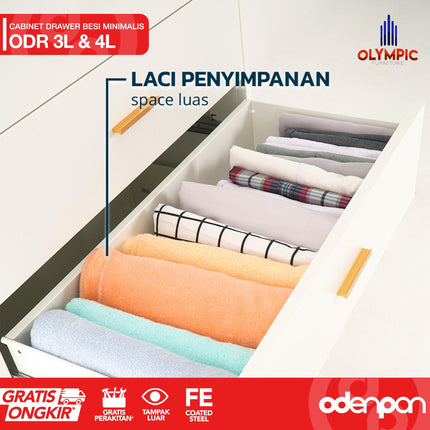 OLYMSTEEL - ODR 001 Drawer Cabinet Besi Dengan 3 & 4 Laci Susun