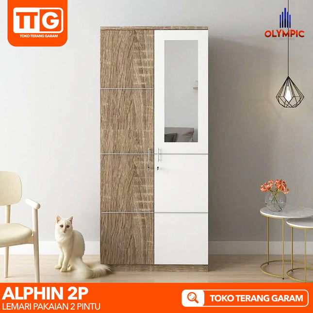 OLYMPIC - LITE SERIES Lemari Pakaian / Baju 2 Pintu Dengan Cermin