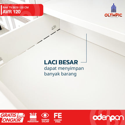 OLYMSTEEL - AVR 1L Meja TV / Rak TV / Bufet TV Besi Dengan Laci 120 cm