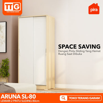 PIRA OX - ARUNA SL 80 Lemari Pakaian / Baju 2 Pintu Sliding 2 Gantungan 80 cm