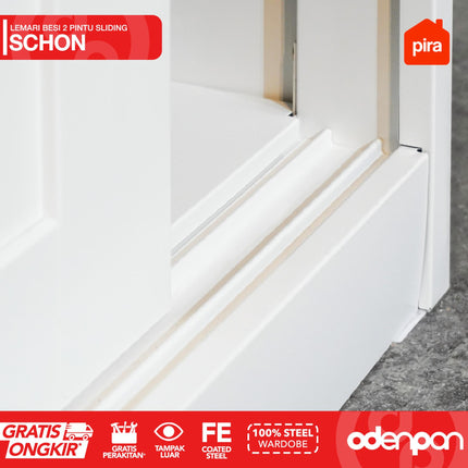 PIRA - SCHON Lemari Pakaian Baju 2 Pintu Besi Sliding Dengan Cermin
