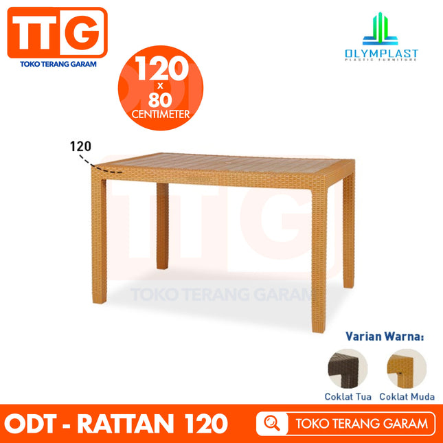 OLYMPLAST - ODT R Meja Plastik Rattan Minimalis 120 x 80 cm
