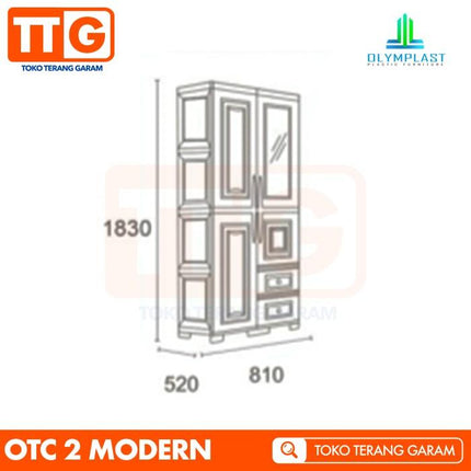 OLYMPLAST - OTC 2PL MODERN Lemari Pakaian Plastik 2 Pintu
