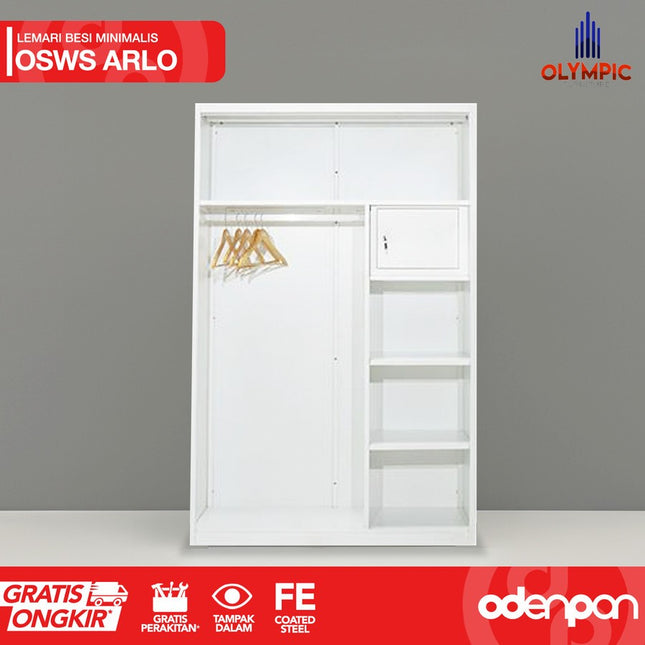 OLYMSTEEL - OSWS ARLO Lemari Pakaian Baju 2 Pintu Besi Sliding Dengan Cermin