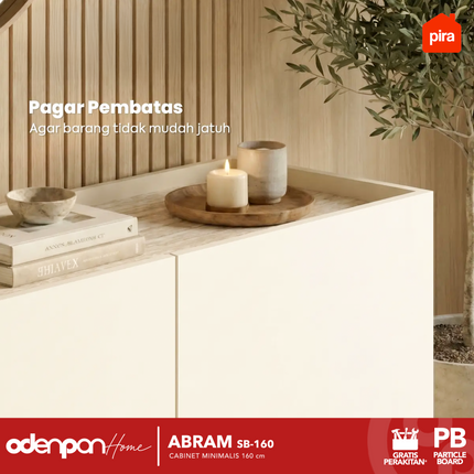 PIRA OX - ABRAM SB 160 Cabinet Drawer Bufet Minimalis 4 Pintu Motif Marble 160 cm