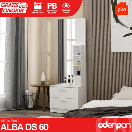 PIRA - ALBA DS 60 Meja Rias Kaca Cermin Dengan Rak