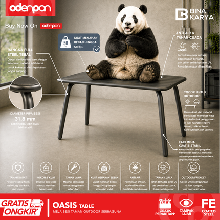 BINA KARYA - OASIS TABLE Meja Taman Besi Outdoor Serbaguna