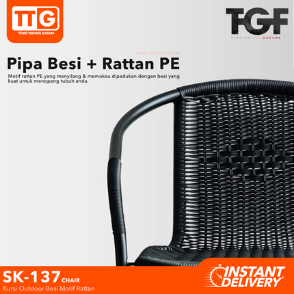 WLS - SK 137 CHAIR Kursi Taman Besi Rattan Minimalis