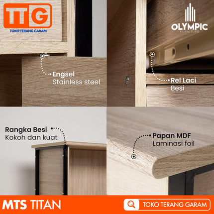 OLYMPIC - MT TITAN Meja Belajar / Kerja 1/2 Biro Kaki Besi 120 cm
