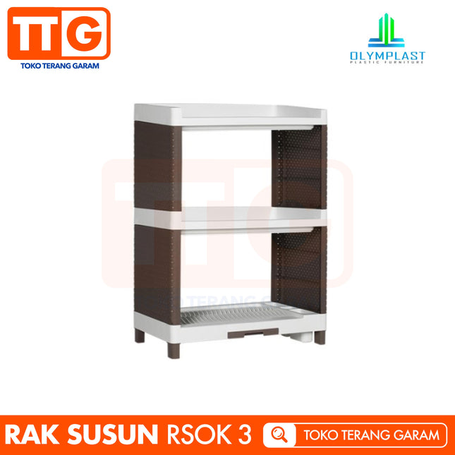 OLYMPLAST - RSOK 03 Rak Piring Plastik Serbaguna Dapur 3 Susun