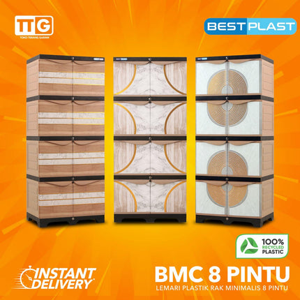 BESTPLAST - BMC 8P GOLD Lemari Pakaian Plastik 8 Pintu 4 Susun Dengan Rak Jumbo