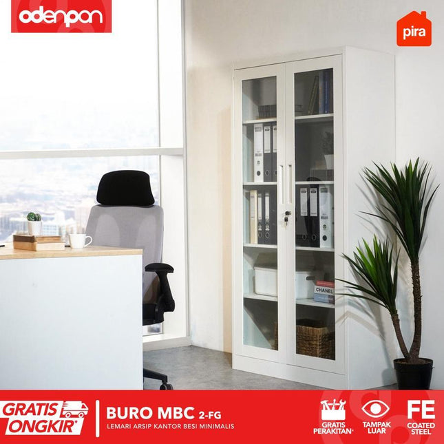 PIRA WORKDESIGN - BURO Lemari Arsip Kantor Filling Cabinet Besi 2 Pintu Swing Dengan Kaca