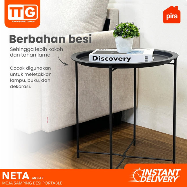 PIRA - NETA Coffee Table Portable / Meja Lipat Samping Besi