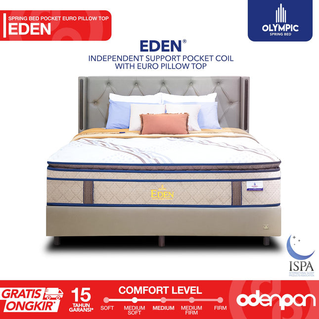 OLYMPIC - SET EDEN Kasur Pocket Spring Bed Mattress Garansi Euro Pillow Top