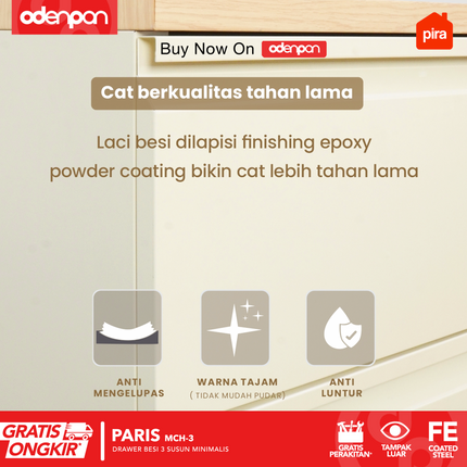 PIRA - PARIS MCH Drawer Cabinet Besi Dengan 3 Laci Susun