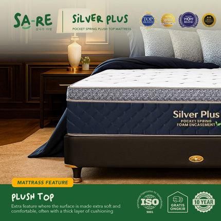 CENTRAL - SILVER PLUS Kasur Spring Bed Pocket Spring Plush Top Dengan Foam Encasement