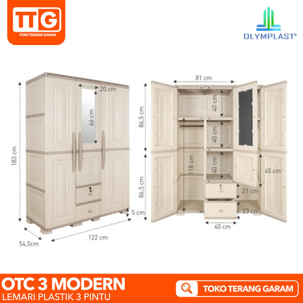 OLYMPLAST - OTC 3PL MODERN Lemari Pakaian Plastik 3 Pintu