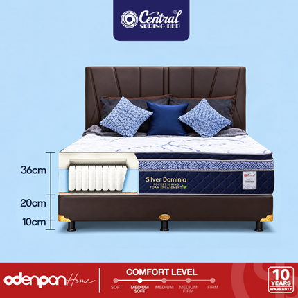 CENTRAL - SILVER DOMINIQ Kasur Spring Bed Pocket Spring Plush Pillow Top Dengan Foam Encasement