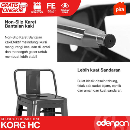 PIRA - KORG HC Kursi Stool Bar Cafe Besi Import Tinggi Outdoor