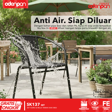 ODENPAN - SK 137 SET Kursi & Meja Taman Besi Outdoor Minimalis