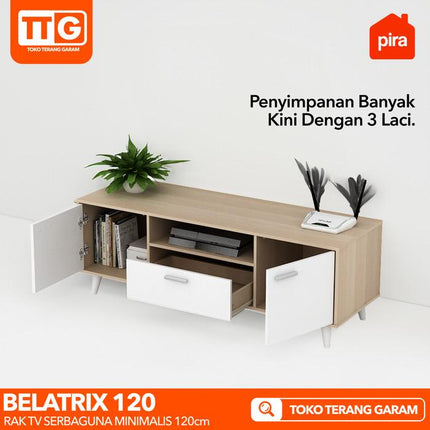 PIRA OX - BELATRIX TV 120 Meja / Rak TV Dengan 2 Pintu & Laci 120 cm
