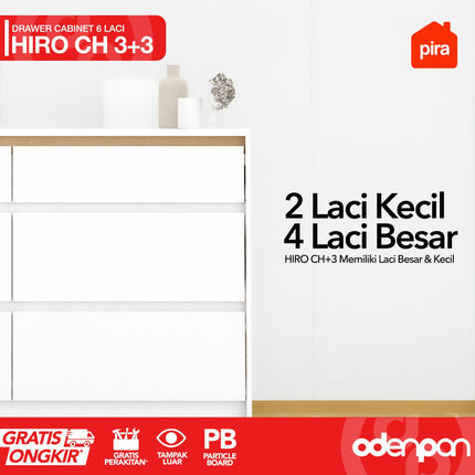 PIRA OX - HIRO CH 3+3 Lemari Laci Cabinet Drawer Bufet Minimalis 6 Susun