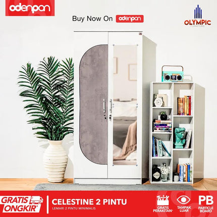 OLYMPIC - CELESTINE 2P Lemari Pakaian / Baju 2 Pintu Dengan Cermin