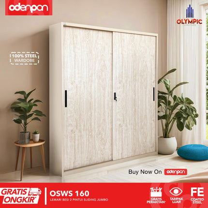 OLYMSTEEL - OSWS 160 Lemari Pakaian Baju 2 Pintu Besi Jumbo 160 cm