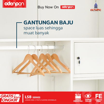 BESTSTEEL - LSB SKEMA Lemari Pakaian Baju 2 Pintu Besi Sliding Minimalis