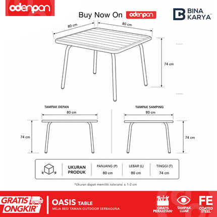 BINA KARYA - OASIS TABLE Meja Taman Besi Outdoor Serbaguna