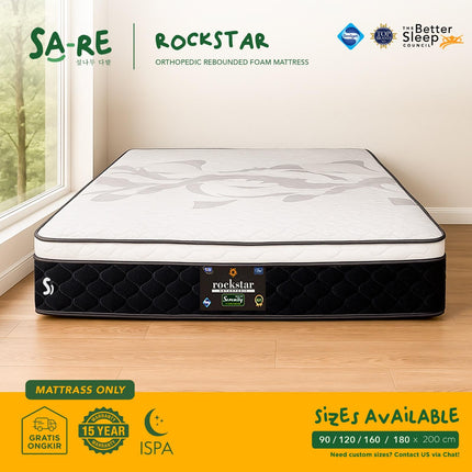 ELITE SERENITY - SET ROCKSTAR Kasur Busa Orthopedic Rebounded Foam Plush Top Kain Knitting