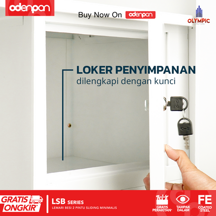 BESTSTEEL - LSB POLA Lemari Pakaian Baju 2 Pintu Besi Sliding Minimalis