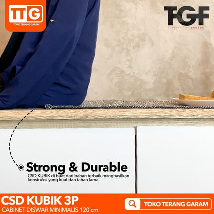 TGF - CSD KUBIK 120 Cabinet / Bufet Serbaguna Minimalis 3 Pintu