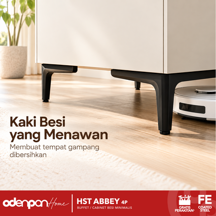 AVERY - HST ABBEY 4P Diswar / Cabinet / Buffet Besi Minimalis Dengan Pintu Kaca