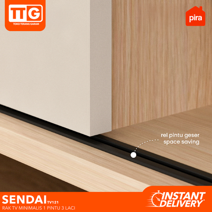 PIRA  - SENDAI TV 121 Meja / Rak TV  Dengan Pintu & Laci 120 cm