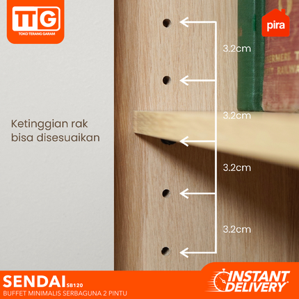 PIRA  - SENDAI SB 120 Lemari Laci Cabinet Drawer Bufet Minimalis 2 Pintu 120 cm