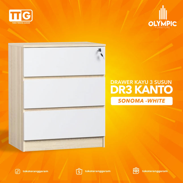OLYMPIC - DR3 KANTO Drawer Kabinet Laci Kayu 3 Susun