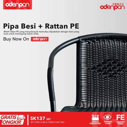 ODENPAN - SK 137 SET Kursi & Meja Taman Besi Outdoor Minimalis