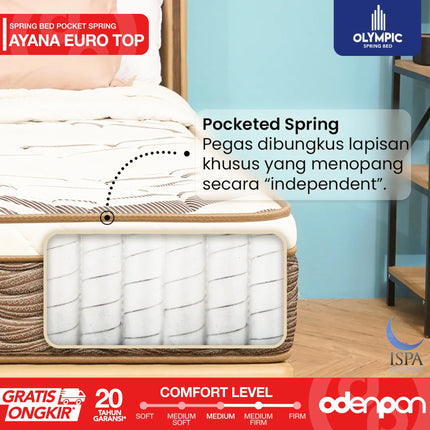 OLYMPIC - AYANA Kasur Independent Pocket Spring Bed Mattress Euro Top