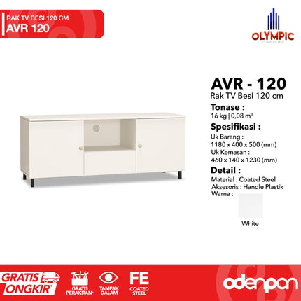 OLYMSTEEL - AVR 1L Meja TV / Rak TV / Bufet TV Besi Dengan Laci 120 cm