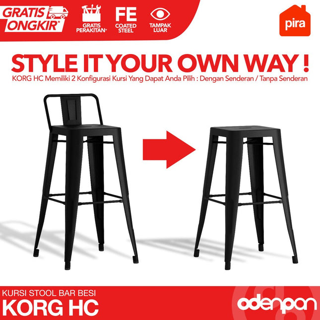 PIRA - KORG HC Kursi Stool Bar Cafe Besi Import Tinggi Outdoor