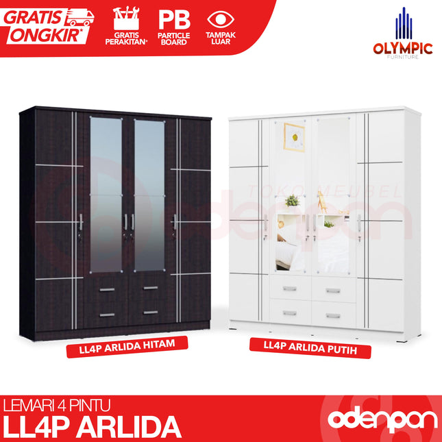 OLYMPIC G-STAR - LL4P ARLIDA Lemari Pakaian / Baju 4 Pintu Jumbo